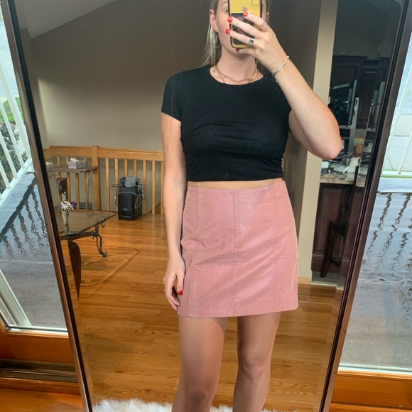 Rosè Suede Free People zip skirt - Picture 4 of 6